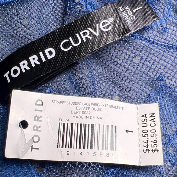 Torrid Curve Strappy Studded Lace Wire-Free Bralette Estate Blue 1 - Picture 7 of 7